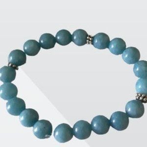 Natural Blue Chalcedony Jades Stone Beads bracelet